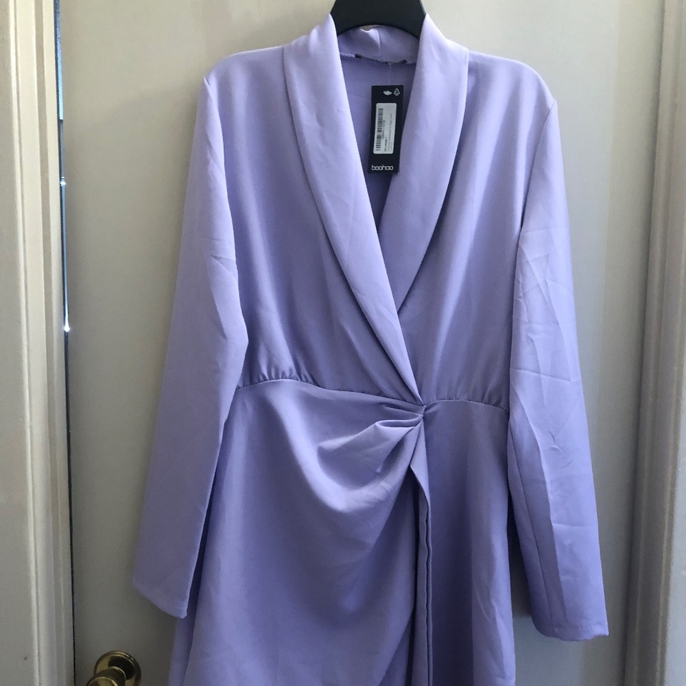 Boohoo Ruched Side Tie Shirt Dress